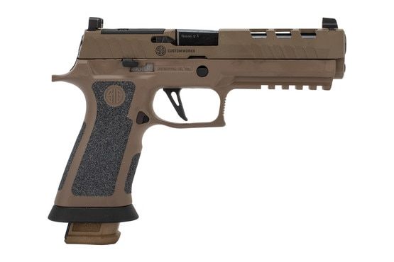 The SIG Sauer P320 X5 Legion Competition handgun features a Tungsten infused polymer grip module and an optics ready slide.